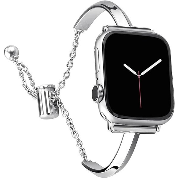 Armband i rostfritt stål (silver) Kompatibel med Apple Watch iWatch Series 42/44/45/49MM band, ultratunt multifunktionellt damband