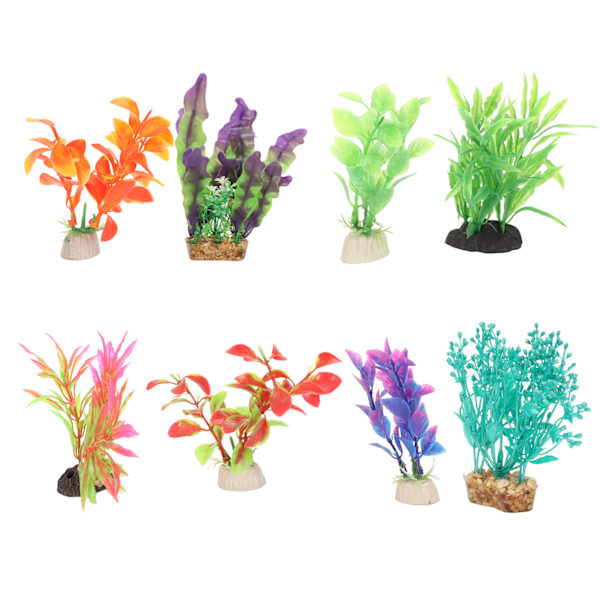 Akvarium Kunstige Planter Sæt Livagtige Fisketank Vandplanter Sæt med Harpiksbase til Akvarium Dekoration