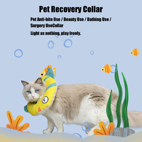 Justerbar fiskeform vanntett gjenopprettingshalsbånd for katter - Kjæledyrhalsbånd etter kirurgi