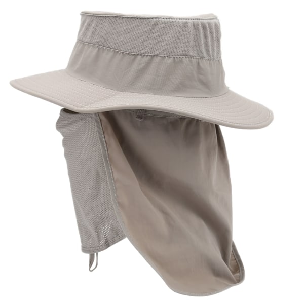 Fiskehat Nylon åndbar solhat med nakkeflap til mænd og kvinder lys grå