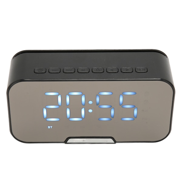 Bluetooth-højttaler med digital vækkeur, temperaturvisning, stemmemeddelelse, FM-radio, spejl-vækkeurshøjttaler, sort