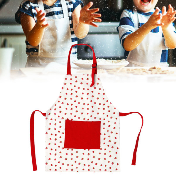 Jordbærforkle for barn for matlaging, baking og maling