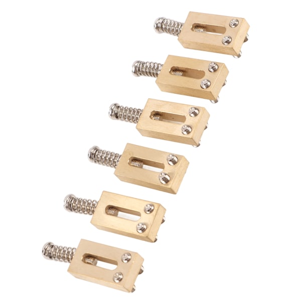 6 stk Elektrisk gitar Bridge Sadel Messing 10,5 mm Pitch Tremolo String Tuning Skrue Sadel Tilbehør Sølv
