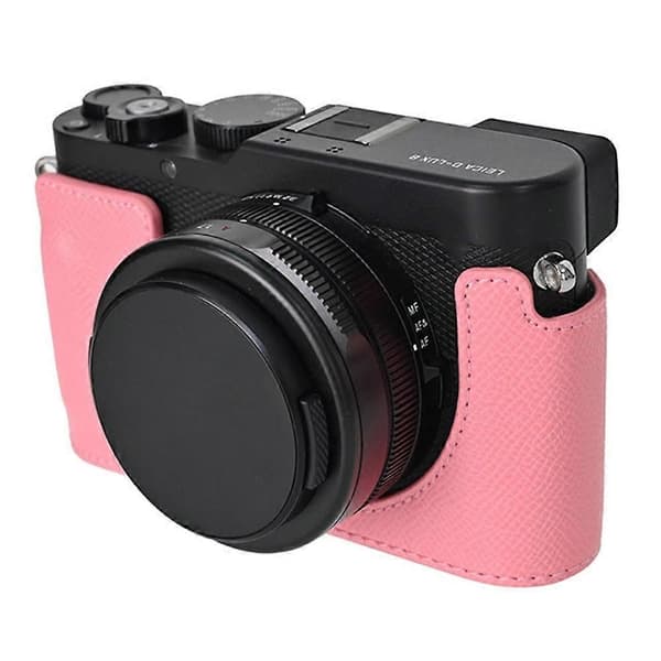 For Leica D-Lux 8 Camera Case PU Leather Protective Cover with Lens Cap - Pink