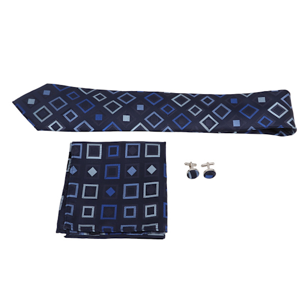 Herr Slips Set Näsduk Manschettknappar Polyester Silke Slitstark Tålig Business Fritid Stil Herrslipsar