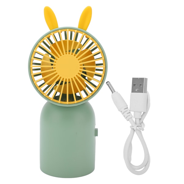 Handhållen Mini Fläkt USB Laddning Bärbar Tecknad Kaninöron Stabil Fläktbas Design Liten Fläkt för Utomhus Sovsalar Hem
