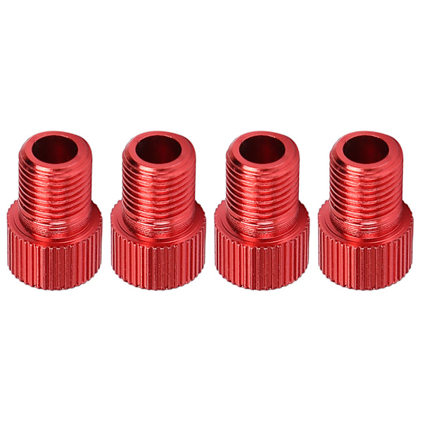 4 stk. Road Bike Sykkel Motorsykkel Luftpumpe Adapter for Presta til Schrader Konverter (rød)
