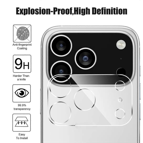 Camera Protector for iPhone 17 Pro, Arc Edge, Clear Tempered Glass Film
