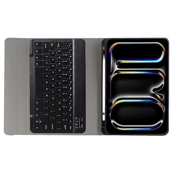 A13B Leather+TPU Tablet Protective Bluetooth Keyboard Case with Pen Holder for iPad Pro 11 (2024)