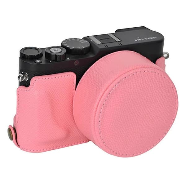 For Leica D-Lux 8 Camera Case PU Leather Protective Cover with Lens Cap - Pink