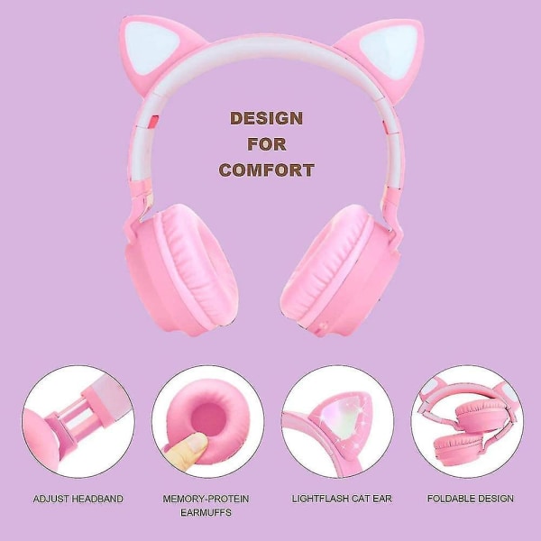 BT028 Cat Ear Bluetooth Headset Lysande trådlösa hörlurar Stereo Sports Headset
