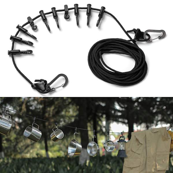 Campingplass Oppbevaringsstropp Bærbar Vindtett Multifunksjonell Justerbar Utendørs Camping Klesline Lanyard