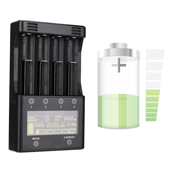LiitoKala Lii-500S 4 Slots LCD Batterioplader til Lipo Ni MH 18650/26650/14500/Aa AAA (EU)