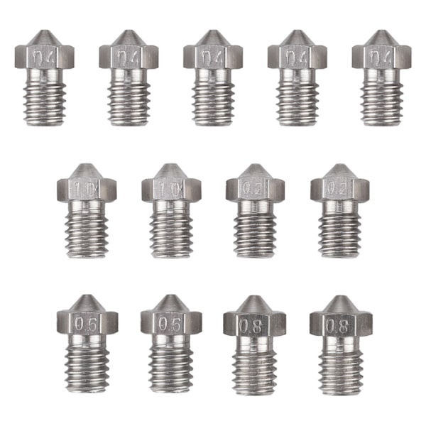 5 STK 0,4 mm 2 STK 0,2-0,6-0,8-1,0 mm Printertilbehør E3D-V5/V6 Rustfri Stål Dyse