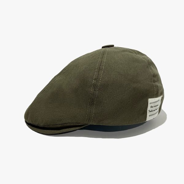 Børstet bomulds flat cap til mænd