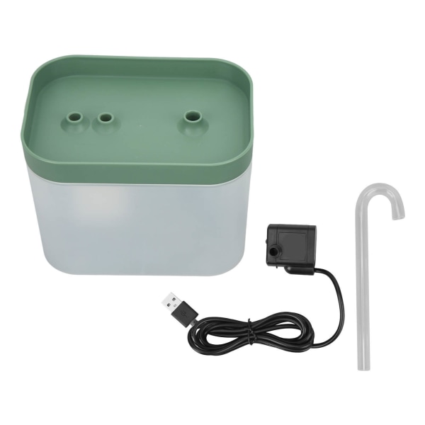 Tyst automatisk Cat vattenfontän - 1,5 liters kapacitet, cirkulerande flöde, vattentät, armbågsmunstycke green