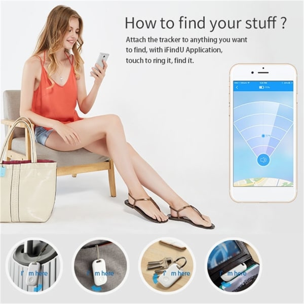 Smart Bluetooth Item Finder til Android og iOS - Mist aldrig dit barn, kæledyr, taske eller nøgler - Sort
