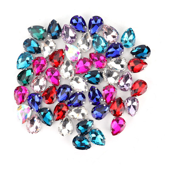 50 stk. klo rhinestone blandet farve oval miljøbeskyttelse DIY farverige rhinestone til dekoration