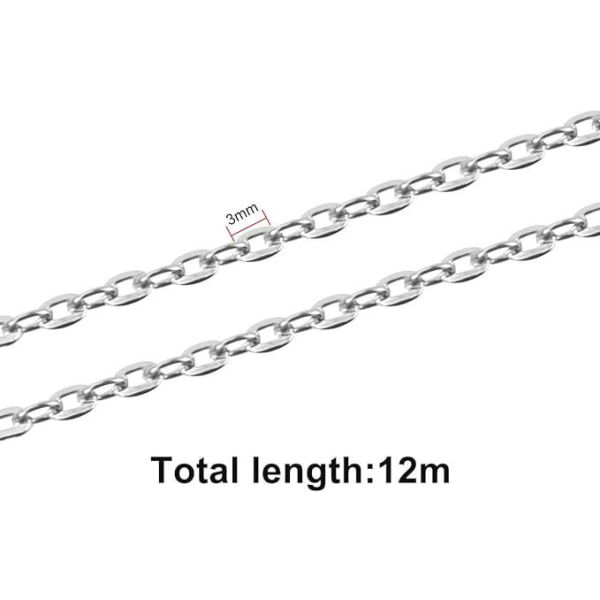 39,4 fod kæde Bijoux Creation 2*3 mm jernhalskæde med 100 springringe og 30 hummerlåse til smykkefremstilling, sølv og guld (sølv)