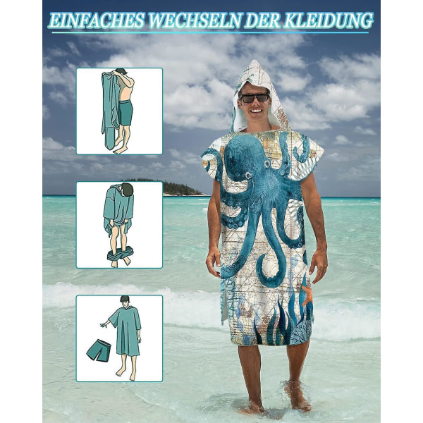 Quick Dry Microfiber Beach Poncho for menn og kvinner (75 x 110 cm)