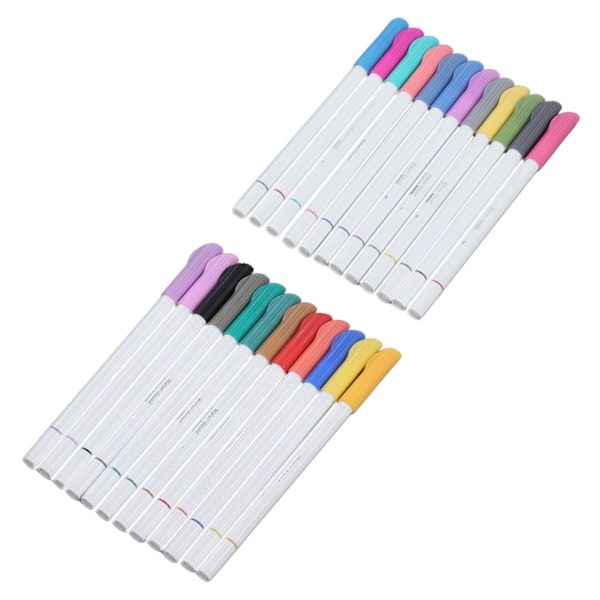 24 stk Dobbel Tip Tusjer Dyp Farge Fiberpenn Glossy Blekk Akvarelltusjer for Skissering Kalligrafi Skriving