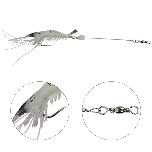 Hard Lure Sjø Ferskvannsreker Form Bionic Luminous Nattfiskebete med krok (Hvit)