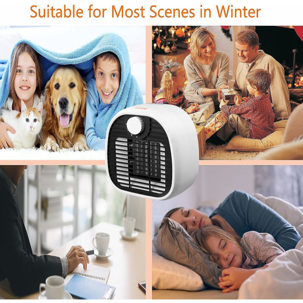 1000 W mini keramisk varmevifte med 3 temperaturinnstillinger - Bærbar bordvarmer for kontor, soverom og stue