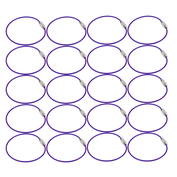 20 kpl lanka-avaimenperät kuperat linjat liukumattomat herkät spiraalipäät sujuvasti helposti pyöritettävät erittäin sitkeät värilliset avaimenperät violetit