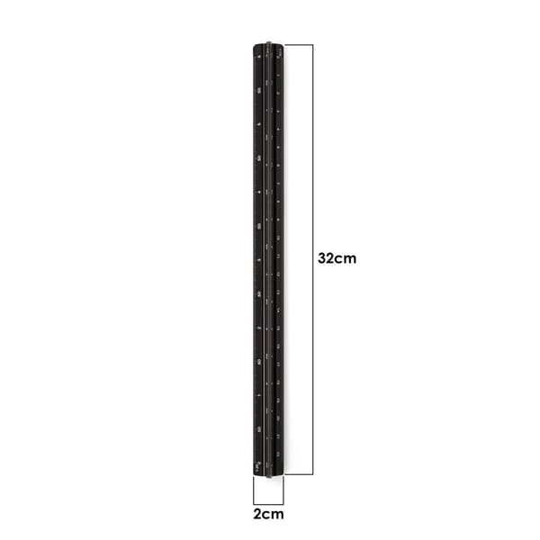 Arkitektskala, Triangulär aluminiumskala, metrisk 1:20, 1:25, 1:50, 1:75, 1:100, 1:125 Standard 30 cm