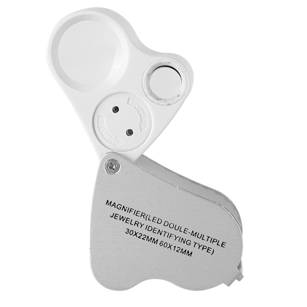 Smykker Lupe ABS Aluminium 30X 60X Dobbelt Linse LED Lupe Lampe til Smykker Identificering