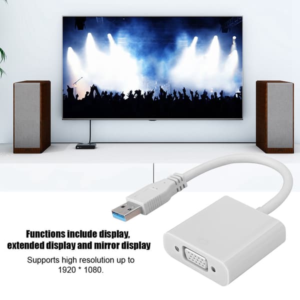 USB 3.0 til VGA-adapterkabel til Win 7/8-system (hvid)