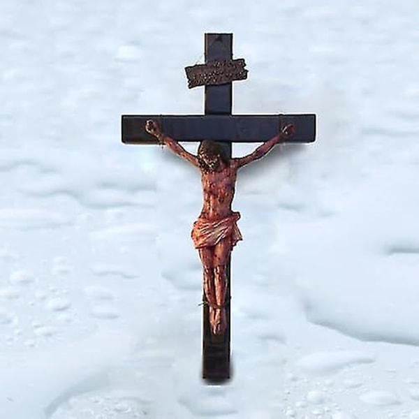 Katolsk Jesus Cross Resin Figur Stående Kors Bön Staty Hantverk Hem Vardagsrum Sovrum