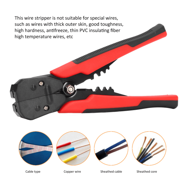 Automatiskt 8-tums avisoleringsverktyg för trådpresstång - multifunktionellt och ergonomiskt för hem- och fabriksbruk (röd)