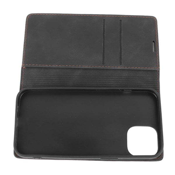 Wallet Case med Kortholder PU Læder Kickstand Kort Slots Case Holdbart Stødsikkert Telefon Cover All Round Beskyttelse Sort til IPhone 13