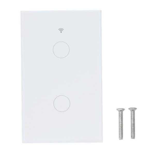 För Zigbee Tuya Fjärrkontroll Ljusbrytare Röststyrning 2-Gang US Vägg Touch Switch AC 100-240V Vit