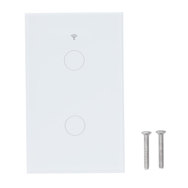 For Zigbee Tuya Fjernkontroll Lysbryter Stemmestyring 2‑Gang US Vegg Touch Bryter AC 100‑240V Hvit