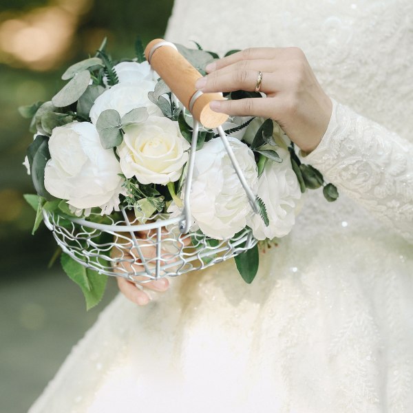 2 stk Blomsterpikekurv Bryllupsblomsterkurver Metallkurver Hjemmedekor