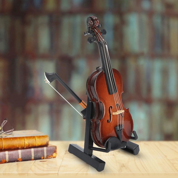 Minifiolmodell - Utsökt dekorativt musikinstrument med stativ och case