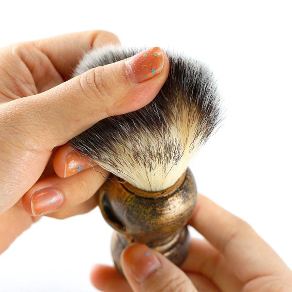Skallehåndtak Barberbørste (gull) Frisørsalong Skjeggbarberbørste Skjønnhetsverktøy for menn Daglig ansiktspleie for menn