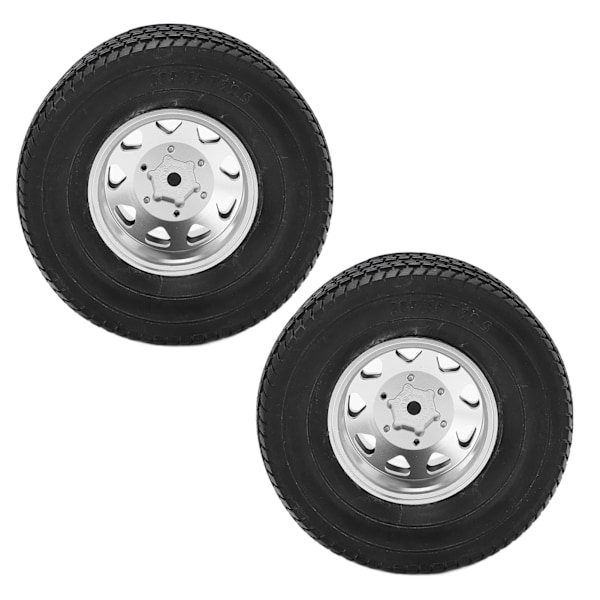 2st RC-legering bakhjulsnavfälgar med 21 mm bredd gummidäck för Tamiya 1/14 Traktor Dumper TrailerSilver