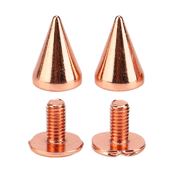 100 Set Spetsiga Kon Nitar Hög Hårdhet Metallplätering Roséguld Skruv Nitar Spikar Kit för DIY Kläder Skor 7x10mm