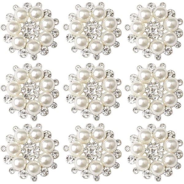 10 st (3,3*3,3 cm) strass pärlsmycken, handgjorda pärlblomma knapp pärla blomsmycken, cirkulär strass konstgjord pärldekoration