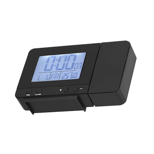180° rotations projektionsväckarklocka USB-driven LED-digitalklocka med temperatur- och fuktighetstest Svart
