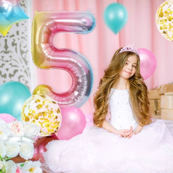 5 års fødselsdag pige ballon, 5 års fødselsdag, pink nummer 5 ballon, fødselsdag dekoration, tillykke med fødselsdagen ballon, pige 5 års fødselsdag fest dekoration