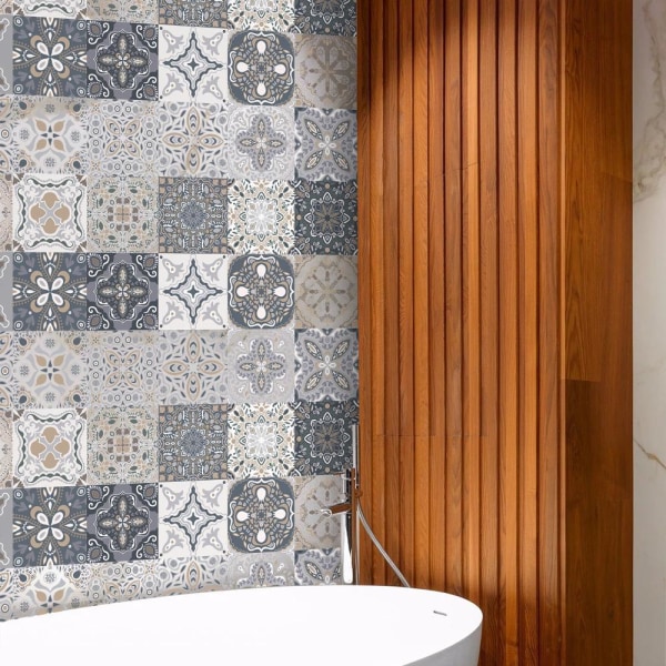 24 stk, 15×15cm - 24 stk veggflislim Marokkanske vanntette klistremerker DIY kjøkken baderomsdekorasjon