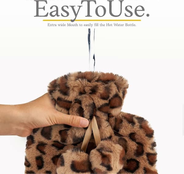 Hot Water Bottle with Soft Premium Cover 2L Leopard Brown