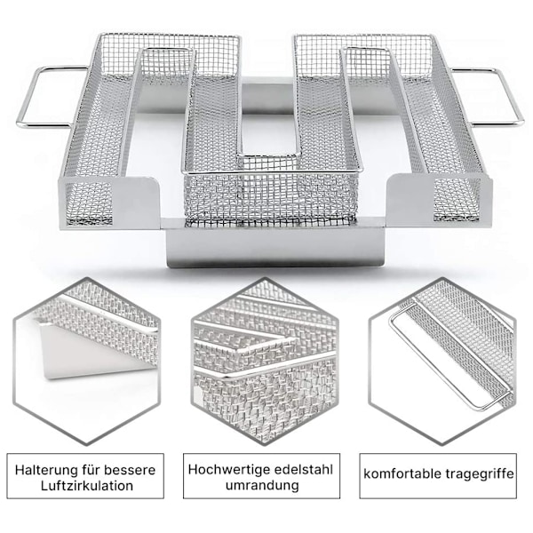 Kaldrøyksgenerator i rustfritt stål for kaldrøyking av grill, grilltilbehør