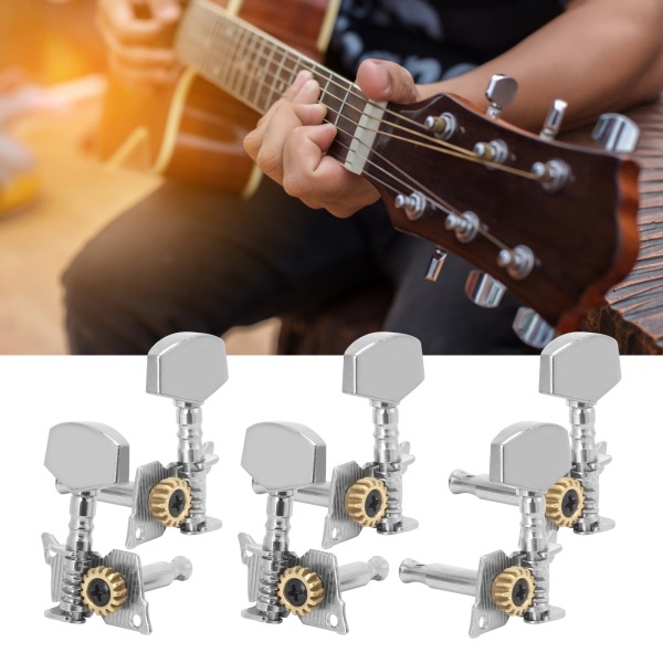 Sølvlåsetunere - Erstatningsmaskinhoder for ukulele (4 venstre, 2 høyre)
