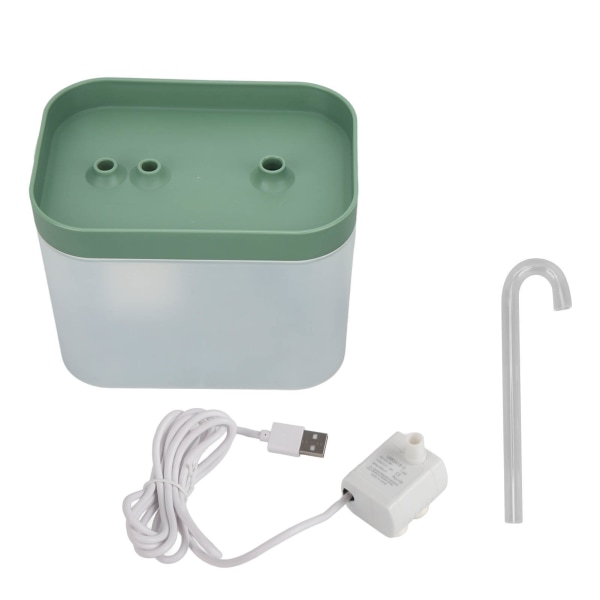 Tyst automatisk Cat vattenfontän - 1,5 liters kapacitet, cirkulerande flöde, vattentät, armbågsmunstycke green