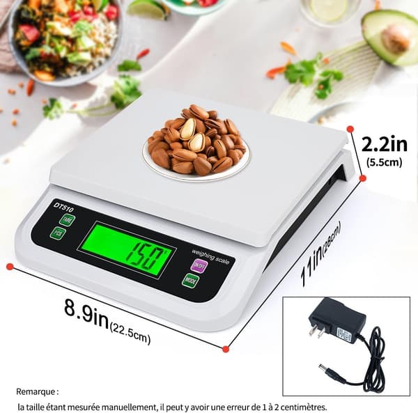 Kitchen Scale 30kg/1g, with PCS and TARE Function, Accurate Kitchen Food Weighing, with 6 Units, Professional LCD Display Scale